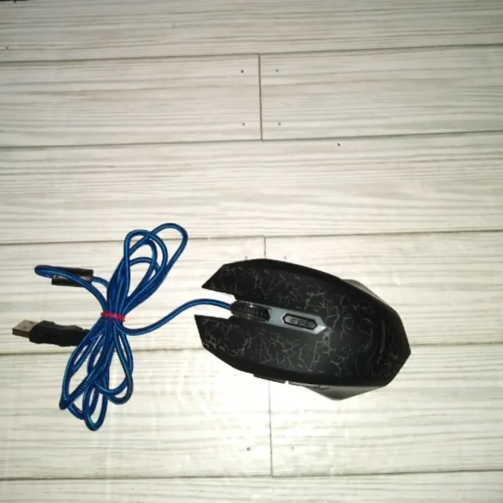 CPI Flagpower USB Wired Optical Gaming Computer Laptop Mouse Blue Cord